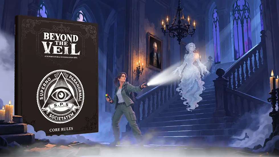 Beyond The Veil book cover with ghost and investigator