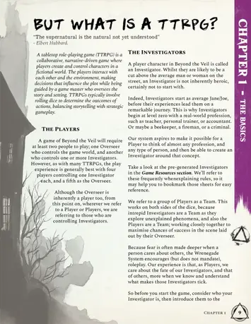 A page from the Beyond the Veil Prologue
