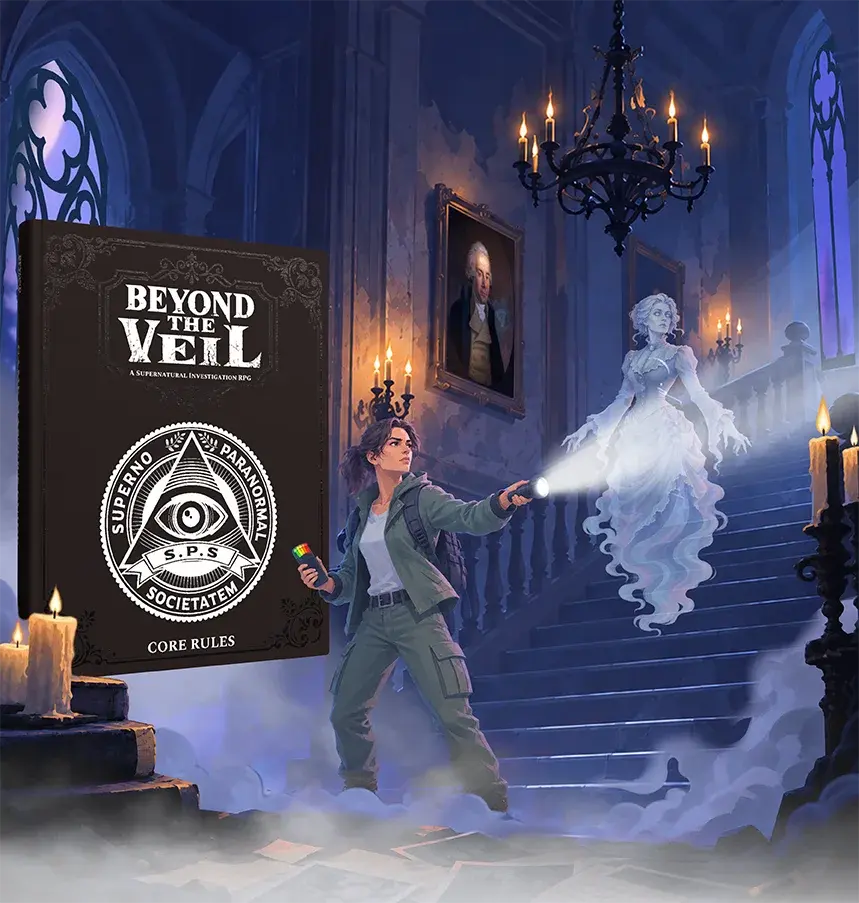 Beyond the Veil Core Rules book with paranormal investigator