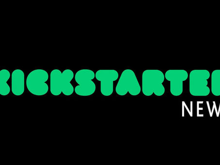 The kickstarter logo with news written below it on a black background
