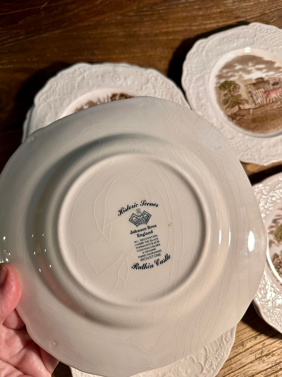 Miniatura: Set 7 Platos postre vintage porcelana Johnson Brothers 20cm