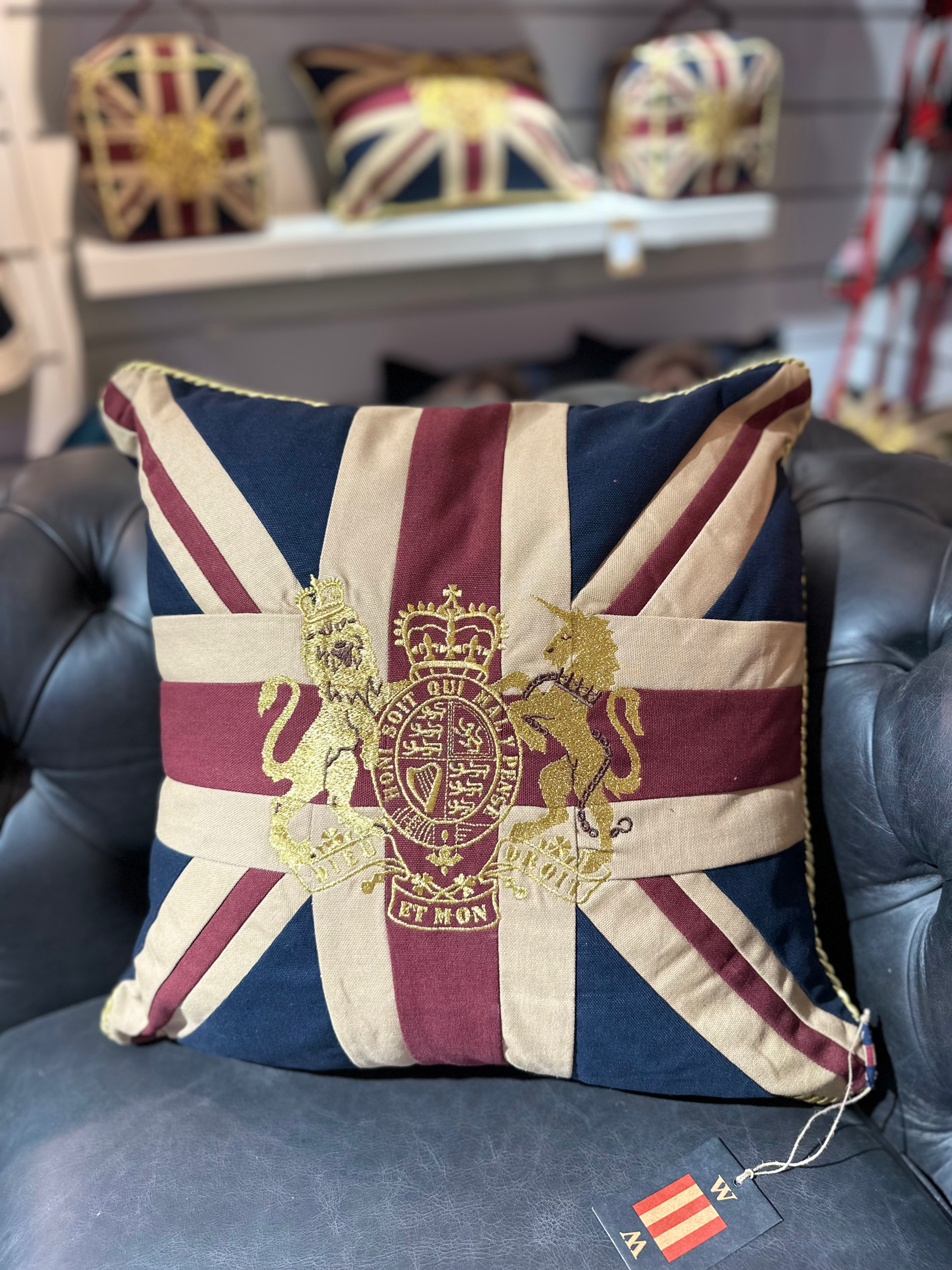 Cojín grande Union Jack y emblema