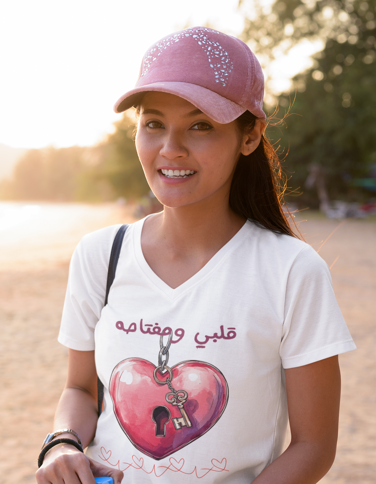 قلبي ومفتاحه - V-Neck T-Shirt