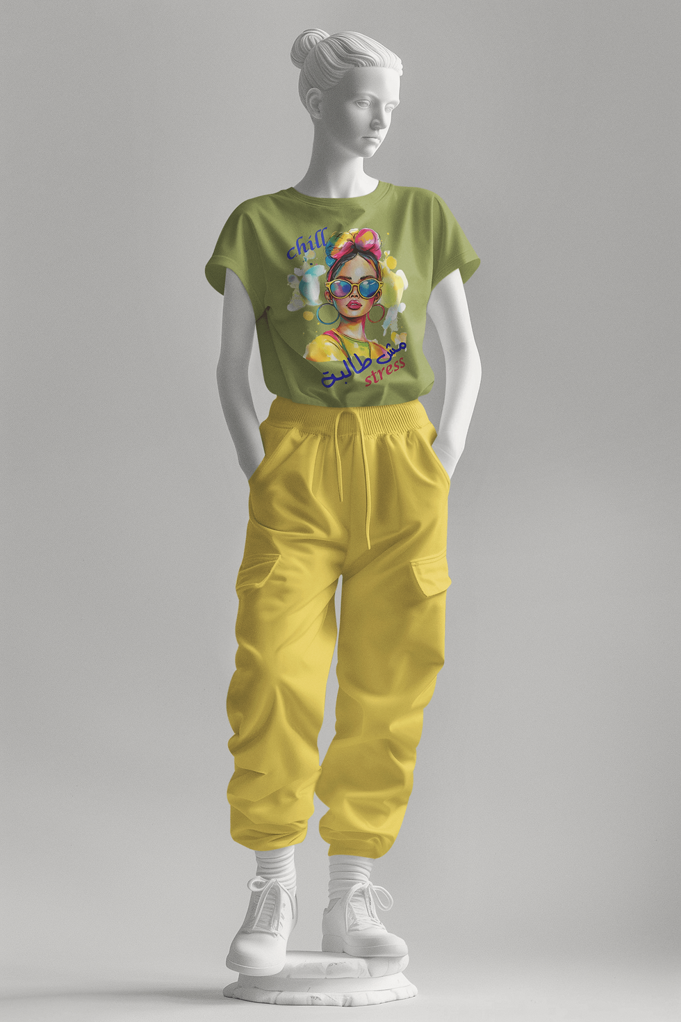 الصورة المصغرة: Chill مش طالبة Stress Crew neck half sleeve Tee