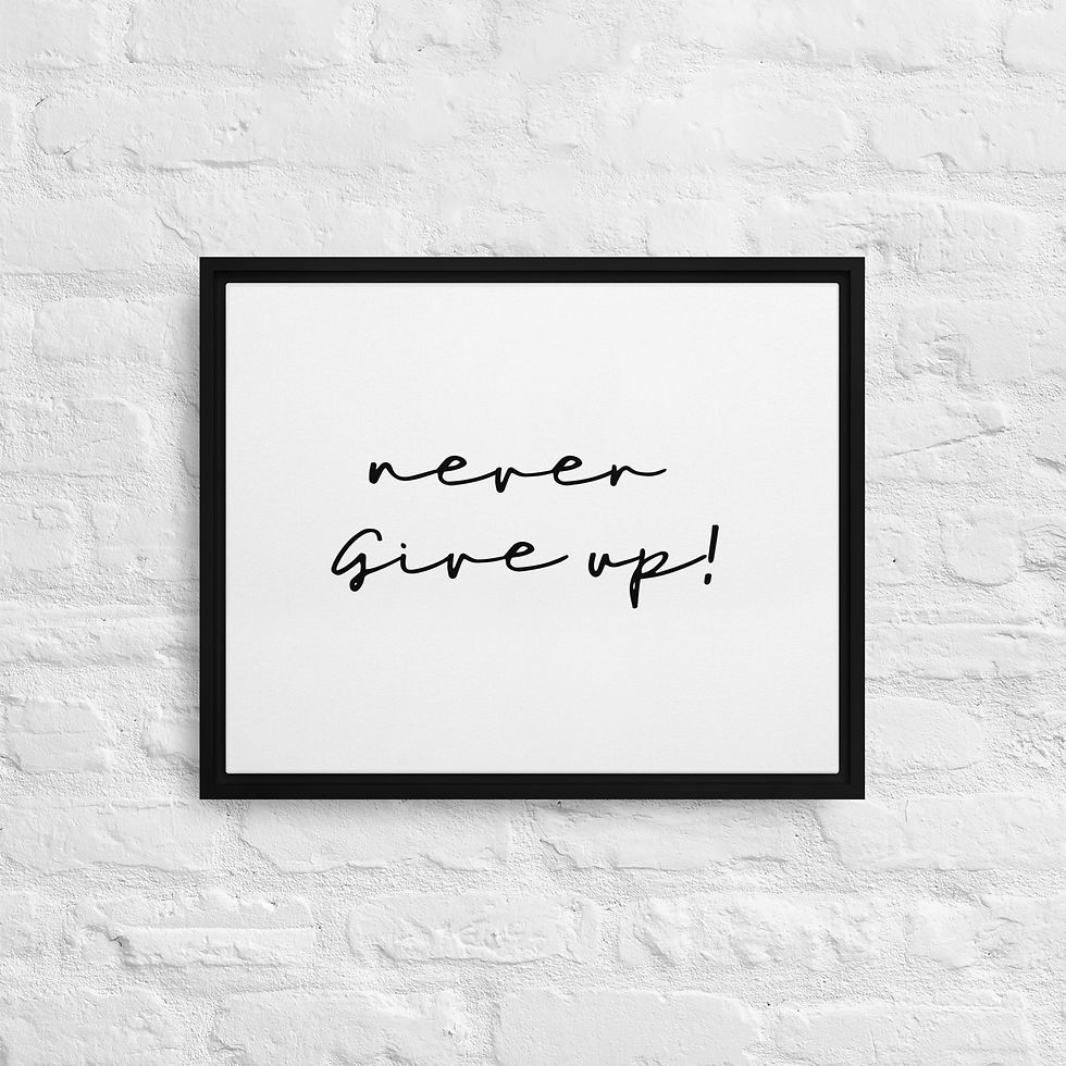 Thumbnail: Never Give Up Framed canvas