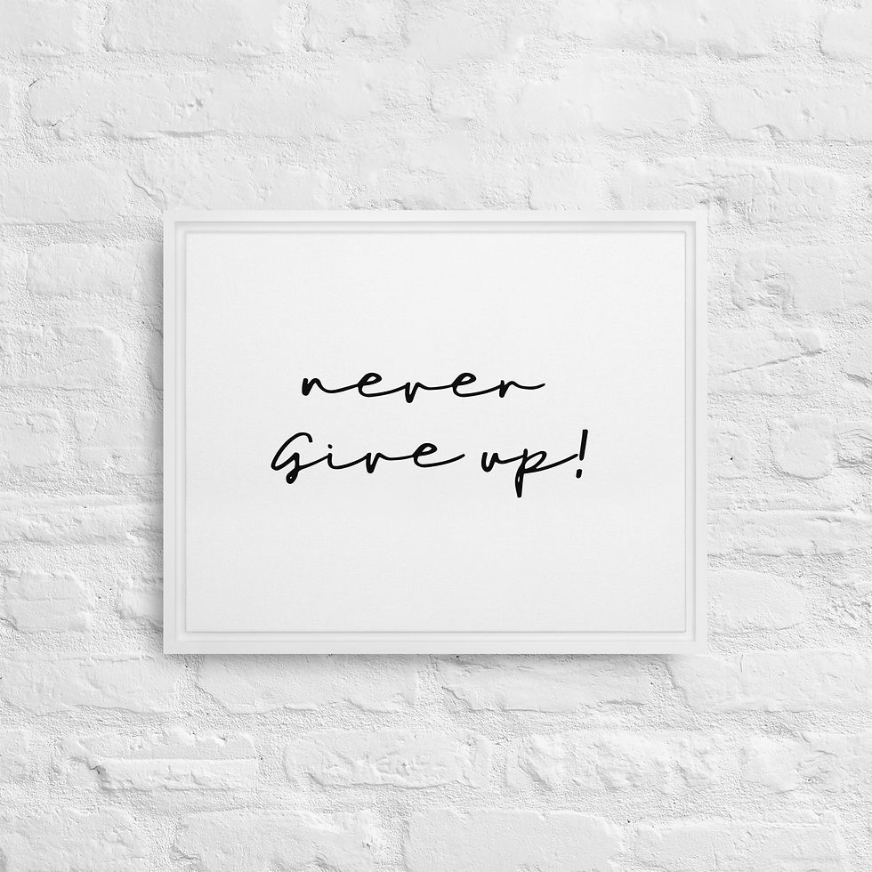 Thumbnail: Never Give Up Framed canvas