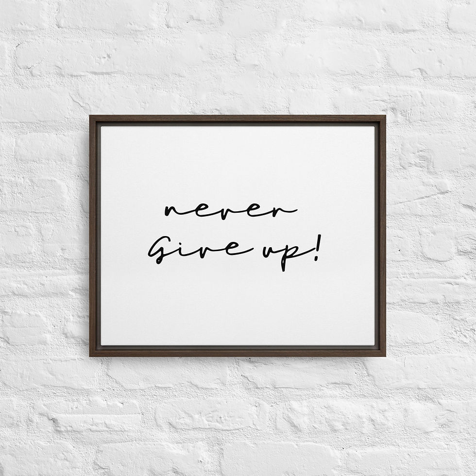 Thumbnail: Never Give Up Framed canvas