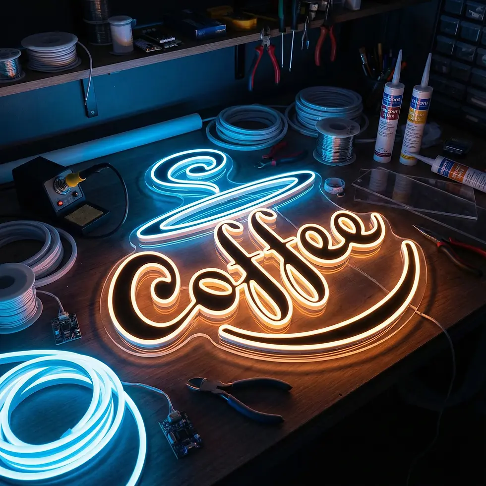 Küçük resim: UV Baskılı Kahve Fincanı Neon Tabela – Coffee Yazılı – Cafe Ürünü