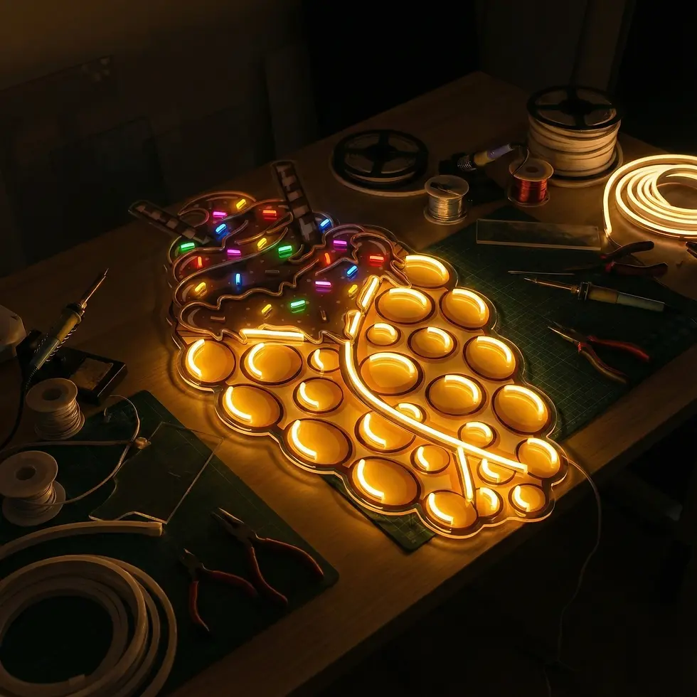 Küçük resim: UV Baskılı Bubble Waffle Neon Tabela - Kafe, Tatlıcı Dekoru