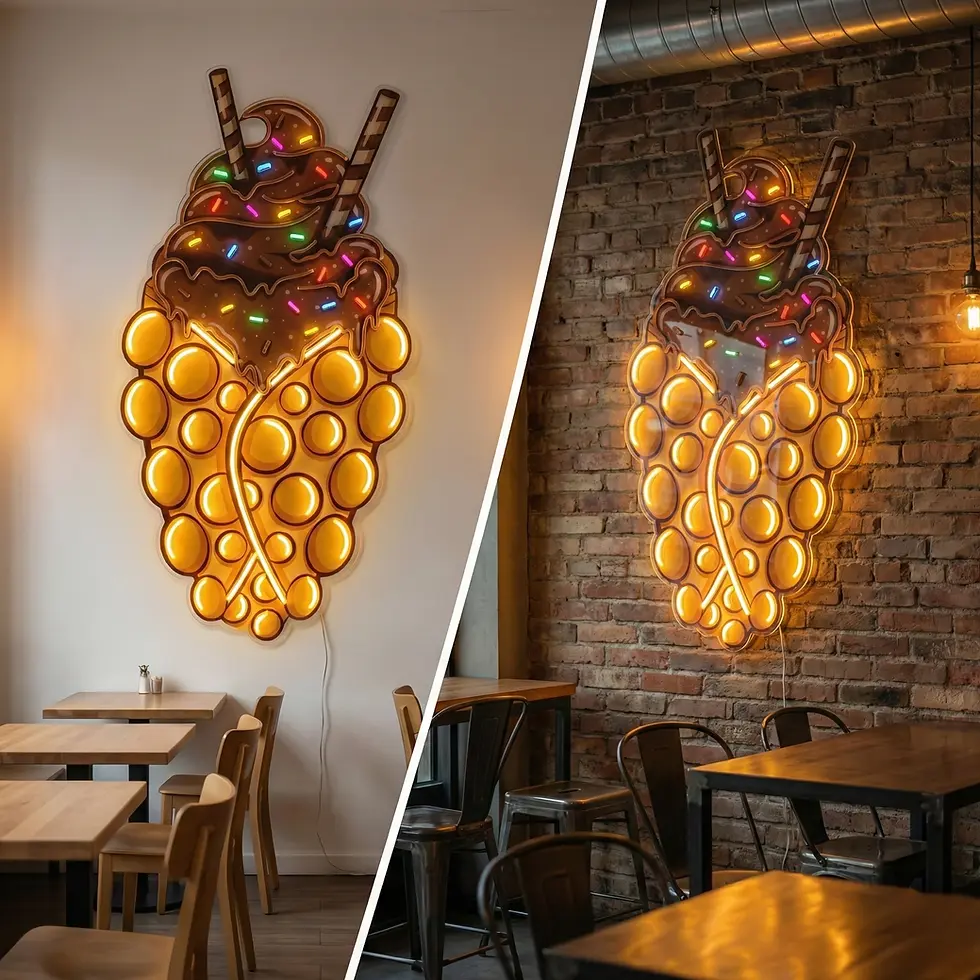 Küçük resim: UV Baskılı Bubble Waffle Neon Tabela - Kafe, Tatlıcı Dekoru
