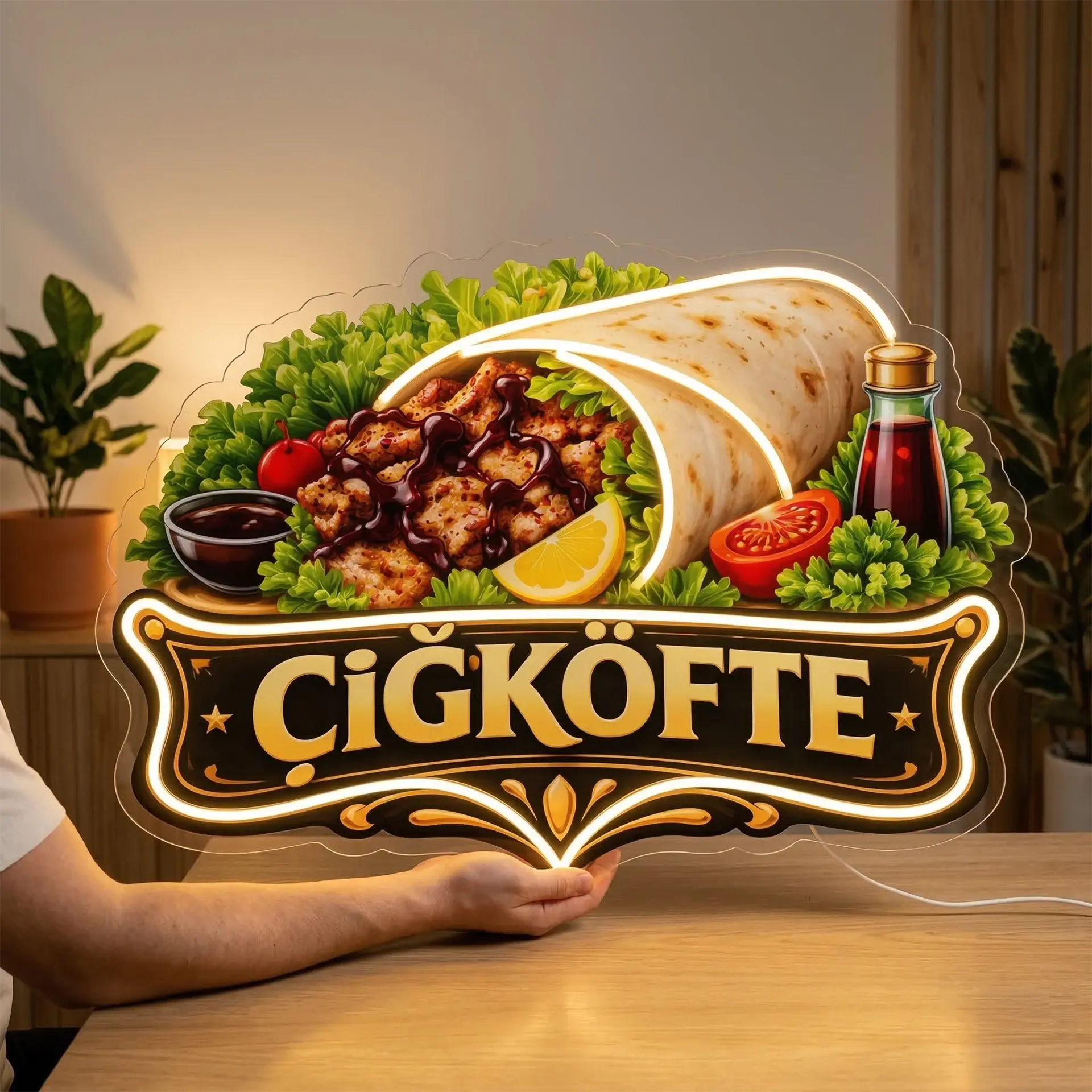 çiğköfte neon ışıklı led tabela