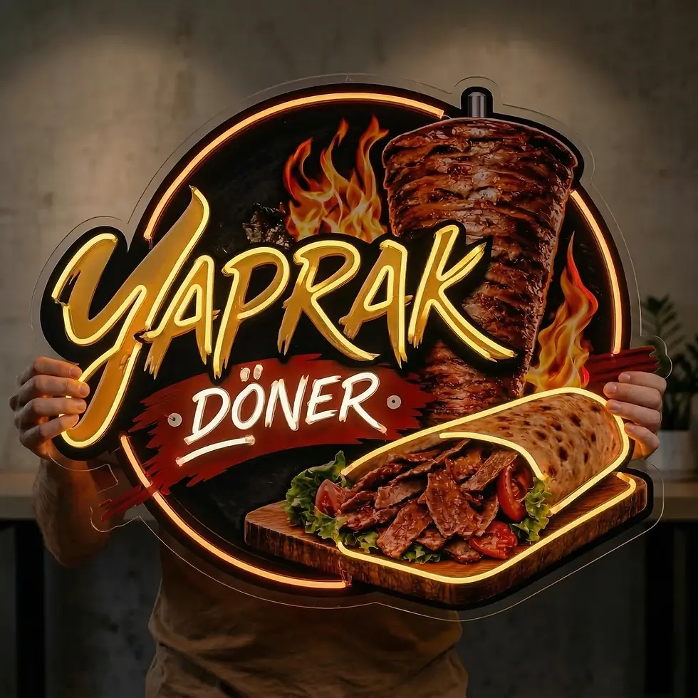 Thumbnail: yaprak et döner neon ışıklı tabela