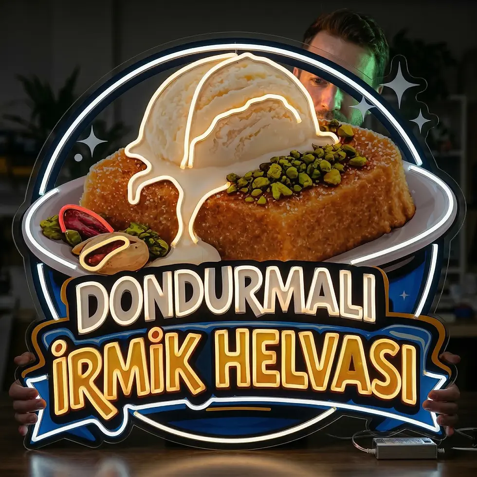 dondurmalı irmik helvası neon ışıklı led tabela