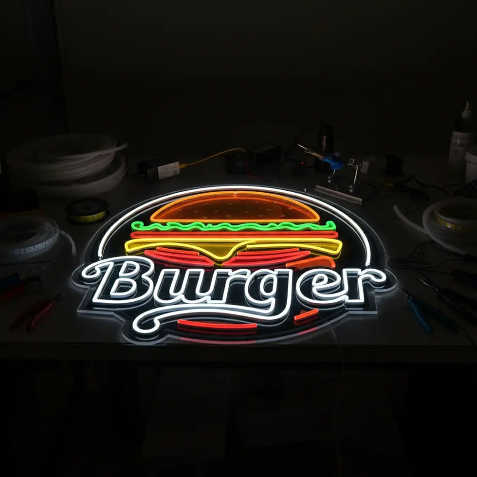 Thumbnail: UV Baskılı Hamburger Neon Tabela