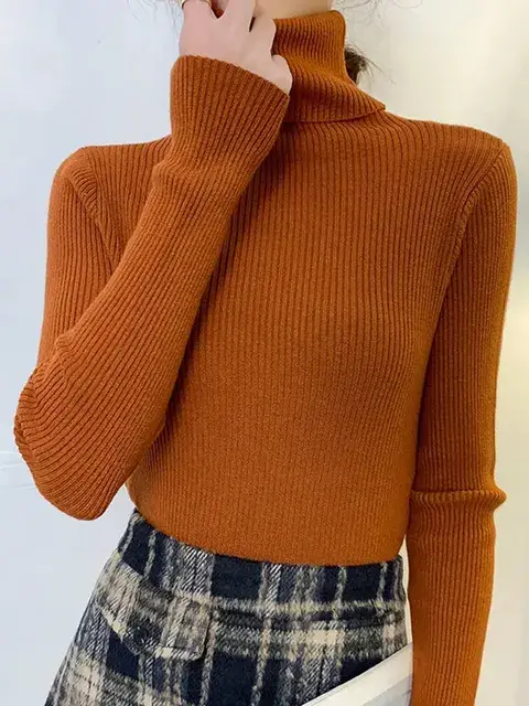 Miniaturbild: Winter Knitting Pullover Sweater for Ladies. Long Sleeve, Tops, Turtleneck
