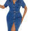 Miniaturbild: Casual Short Sleeve Denim Dress – Belted Button-Front Style with Flap Detail