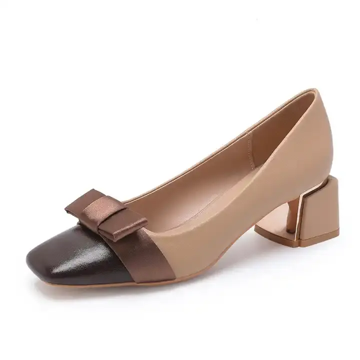 Thumbnail: Luxury Genuine Leather Square Toe Shoe for Ladies