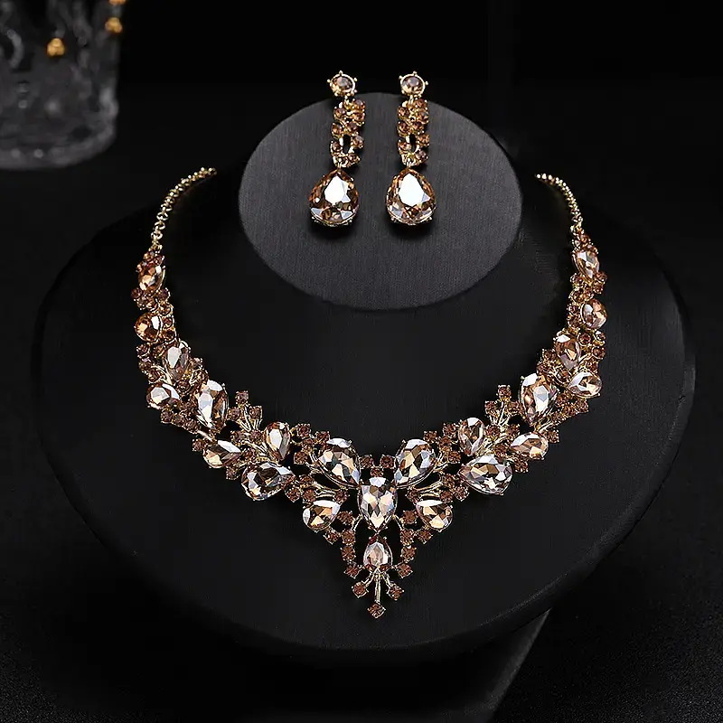 Luxury 2 Pc Designer Women's Necklace and Ear Ring