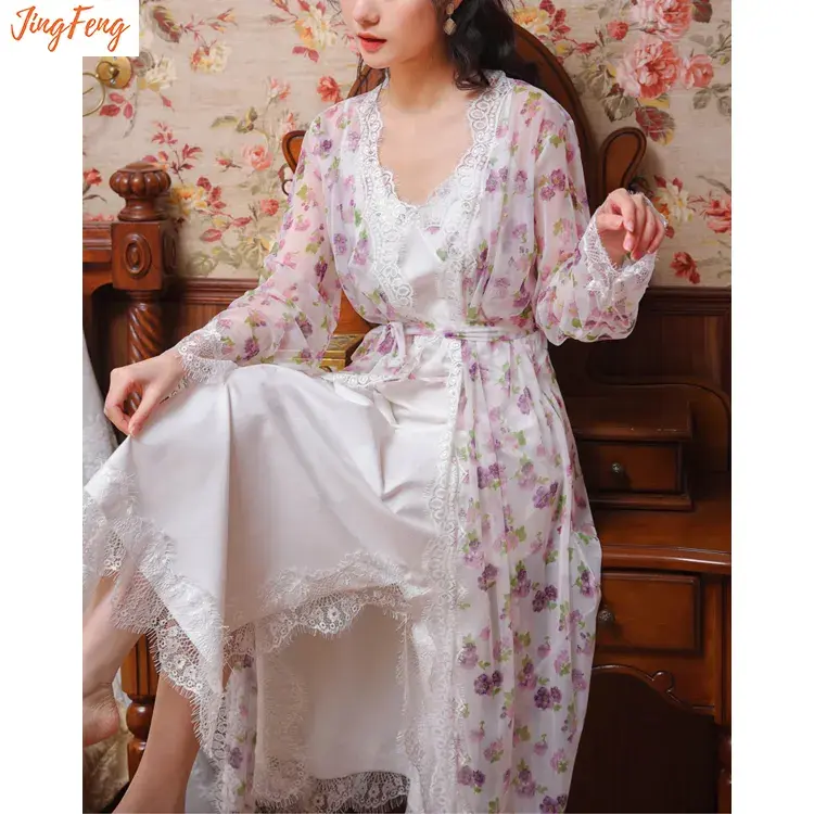 Miniaturbild: Luxury, Deep V-Neck, Designer Pajamas or Nightdress/sleepwear