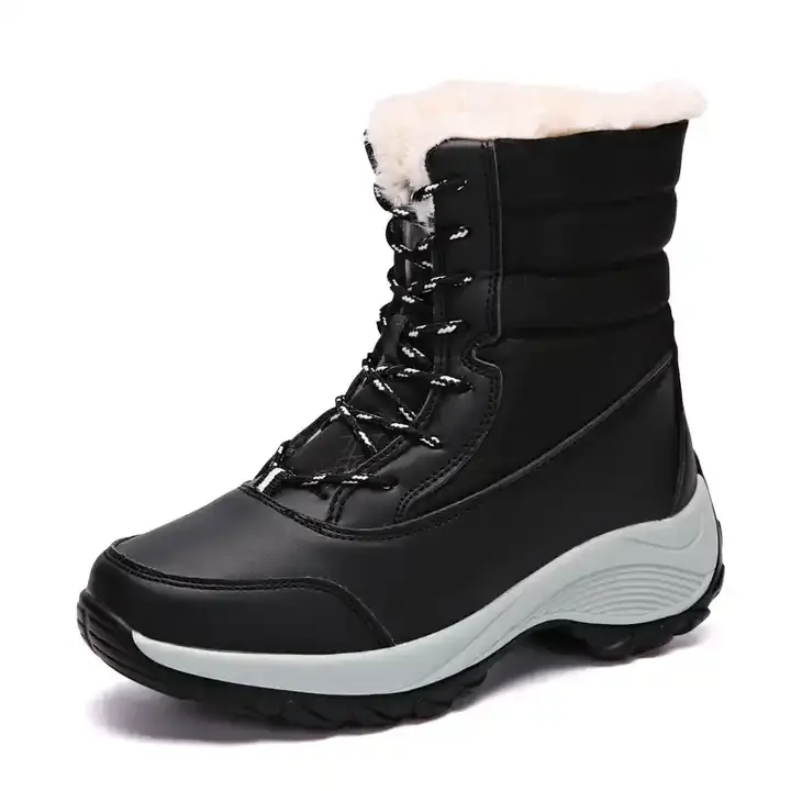 Thumbnail: Trending Women Snow Boots Winter High Top Warm Cotton Shoe Plus Velvet