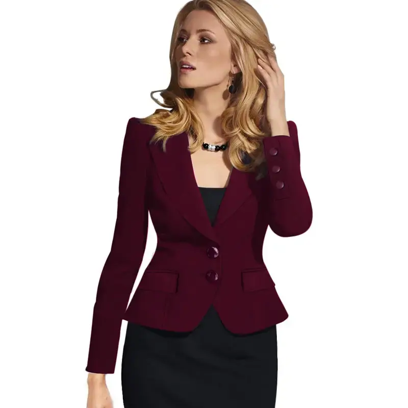 Miniaturbild: Elegant Women's Blazer. Long Sleeve Blazer, Solid Button Coat, Slim, Office Wear