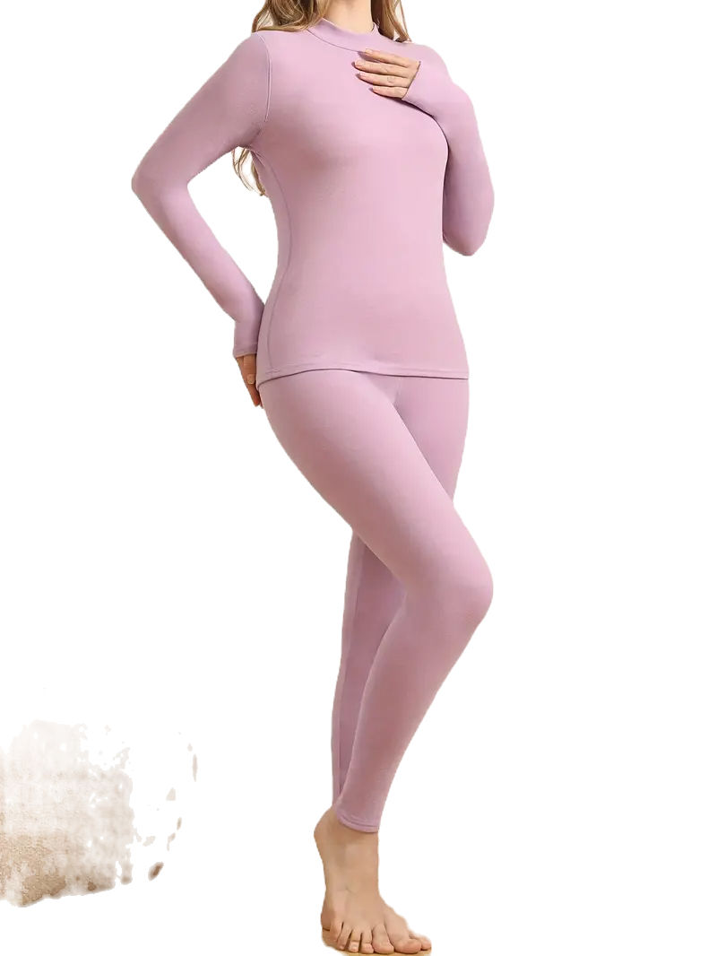 Thumbnail: Women’s 2pc Fleece-Lined Warm Underwear Set for Autumn & Winter Wear