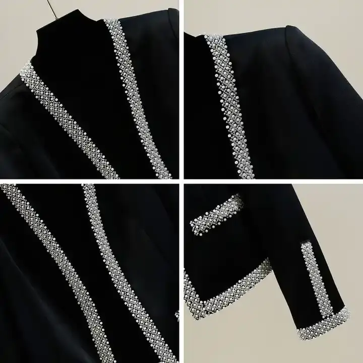 Thumbnail: Elegant, Beaded Retro Western-style Design, Slim Suit Jacket, Autumn New