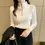 Thumbnail: Knitwear Stand Collar Button Decor Pullover Slim Base Tops Long Sleeve Spring Au