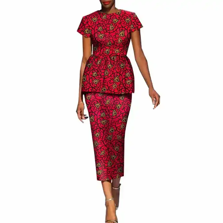 Thumbnail: New, Elegant African Print Cotton Dress Kitenge Real Ankara Outfit