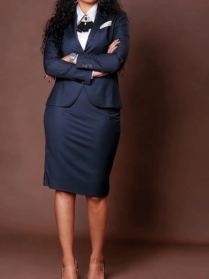 Thumbnail: Women's Formal Jacket and Pencil Skirt Suit with Bow Tie