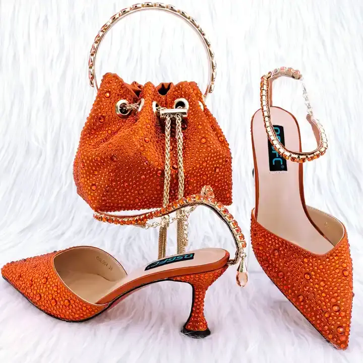 127-58 2pc women's red color shoe with matching bag