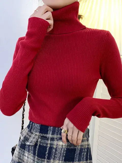 Miniaturbild: Winter Knitting Pullover Sweater for Ladies. Long Sleeve, Tops, Turtleneck
