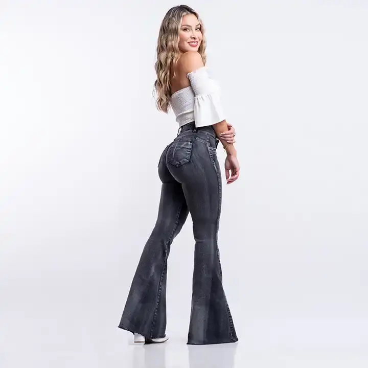 Thumbnail: Attractive High Waist Elastic, Sexy, Brazilian, Butt Lifting, Washed Denim/Jeans