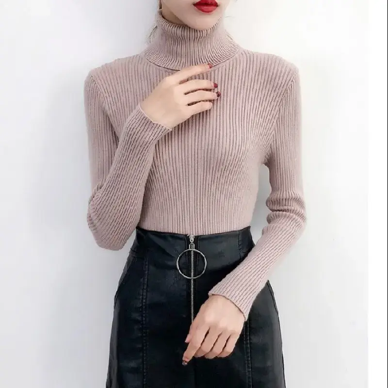 Miniaturbild: Winter Knitting Pullover Sweater for Ladies. Long Sleeve, Tops, Turtleneck