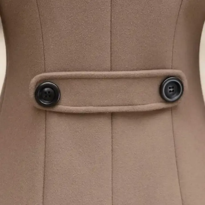 Thumbnail: Women's Winter Wool Blend Mid-Long Notch Double-Breasted Lapel Jacket Outwear