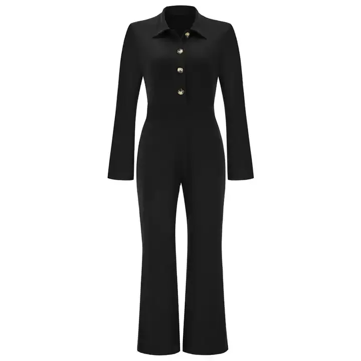 Miniaturbild: Women's Fitted Jumpsuit for Fall/Winter. High Waist, Casual. Straight Jumpsuit