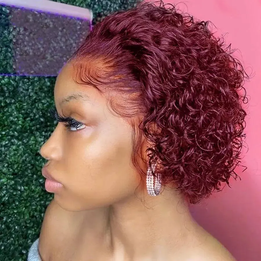 Thumbnail: New Natural Black Short Curly Pixie Wig – Aligned Raw Virgin Human Hair & Chemic