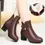 الصورة المصغرة: High Quality Fashion Outdoor Winter Women Shoes Leather Thick Sole Short Heel