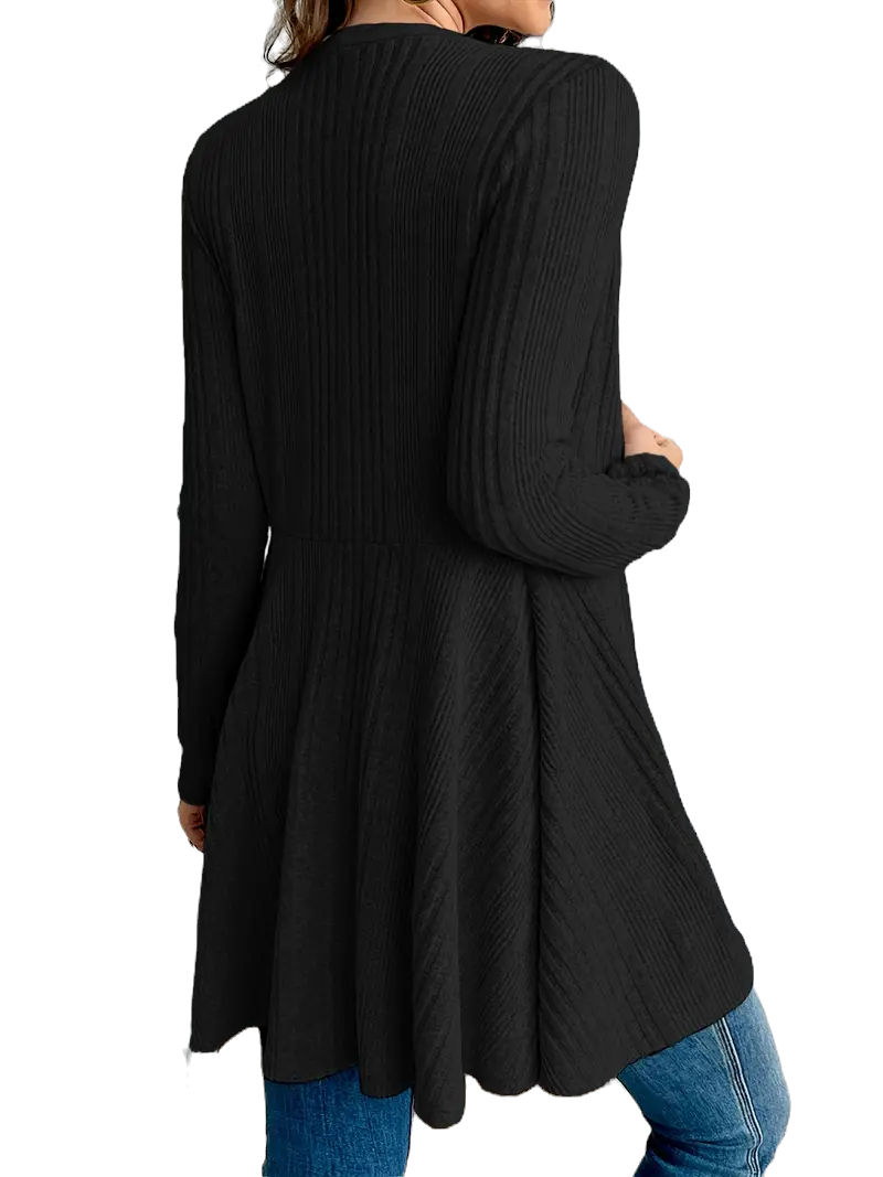 Thumbnail: Women’s Elegant Solid Color Textured Loose-Fit Cardigan – Spring/Fall Knitwear