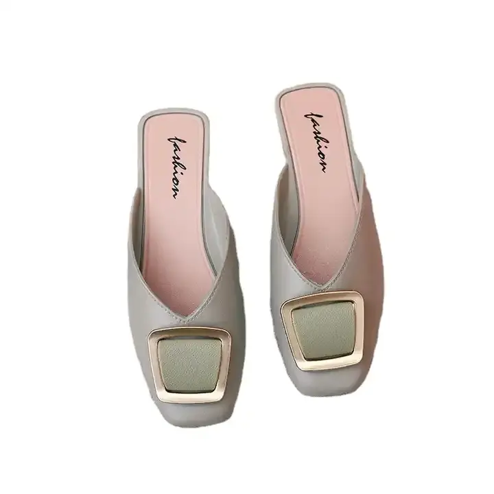 Thumbnail: New Baotou Flat Bottom Net Red Non-slip, Women's Half Cut Slippers