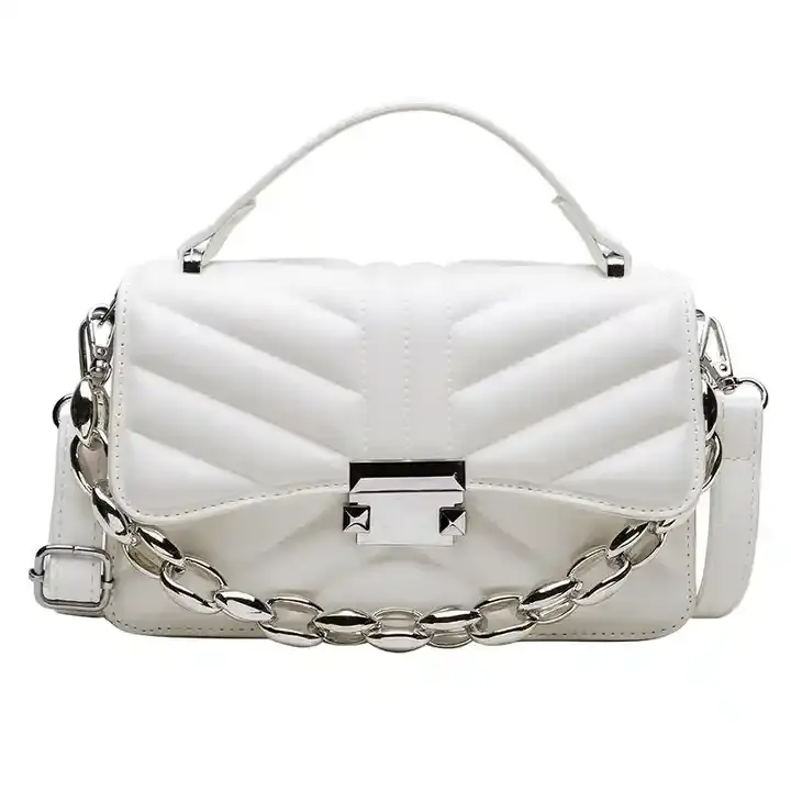 Thumbnail: Stone PU Leather Springs Handbag with Cross Shoulder Chain