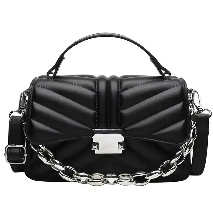 Luxury Ladies Handbag with Shoulder Belt Black