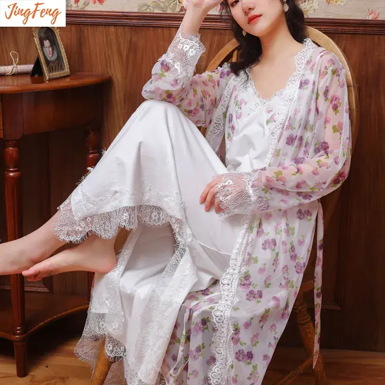 Miniaturbild: Luxury, Deep V-Neck, Designer Pajamas or Nightdress/sleepwear