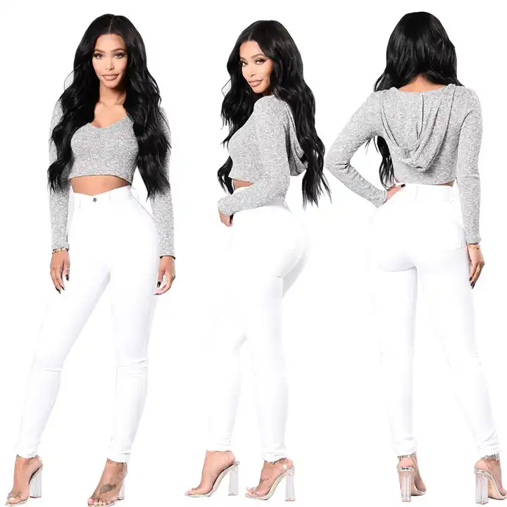 Casual Sexy Black/White Jeans High Waist Skinny Ladies Slim Fit Denim Pants
