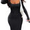 Miniaturbild: Women's Long Dress with Long Sleeve Ribbed Square, Neck Dress, Autumn Party Club