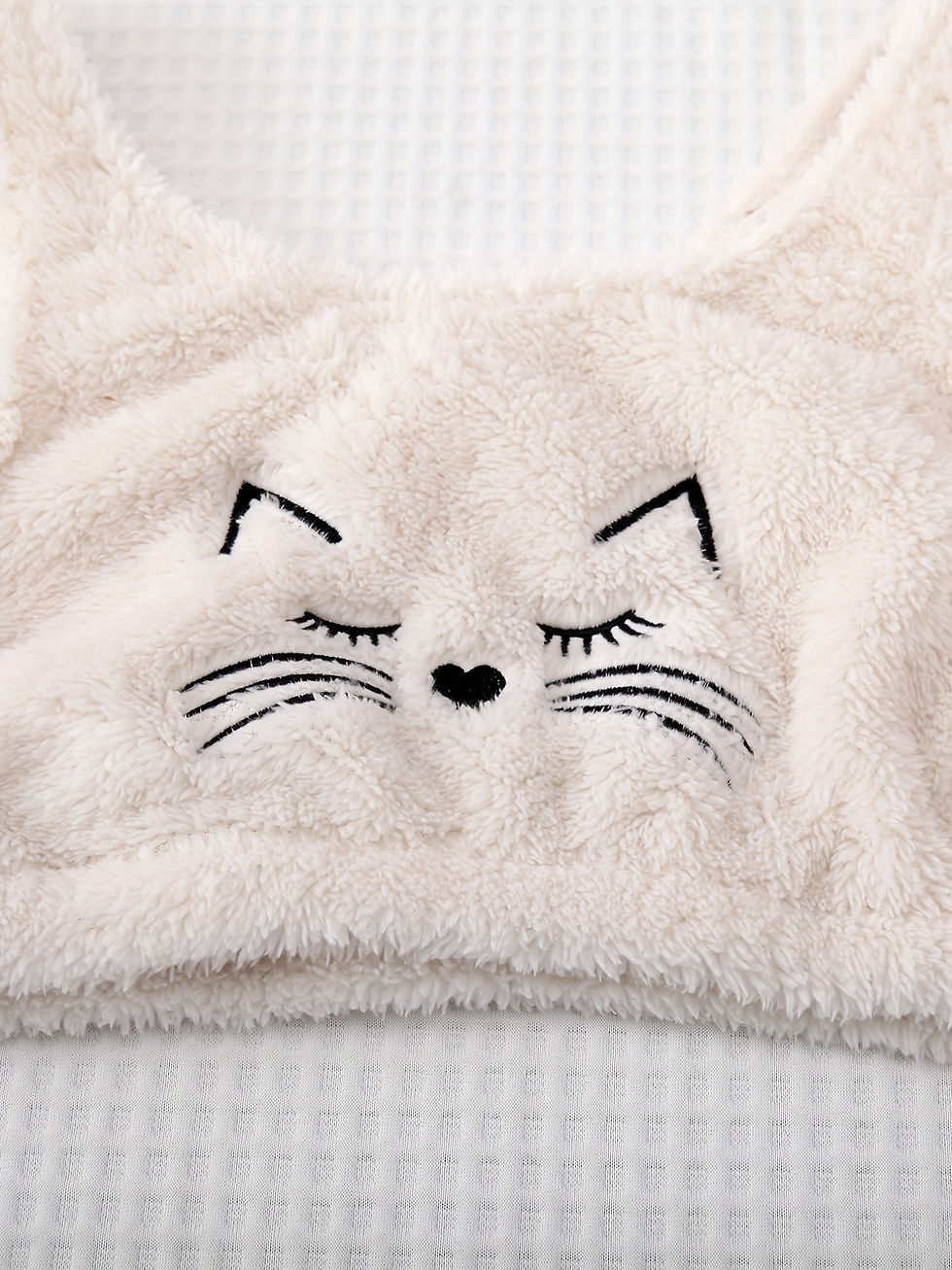 Thumbnail: Cat Print Plush Pajama Set, Crew Neck Tank Top & Elastic Waistband Shorts, Women