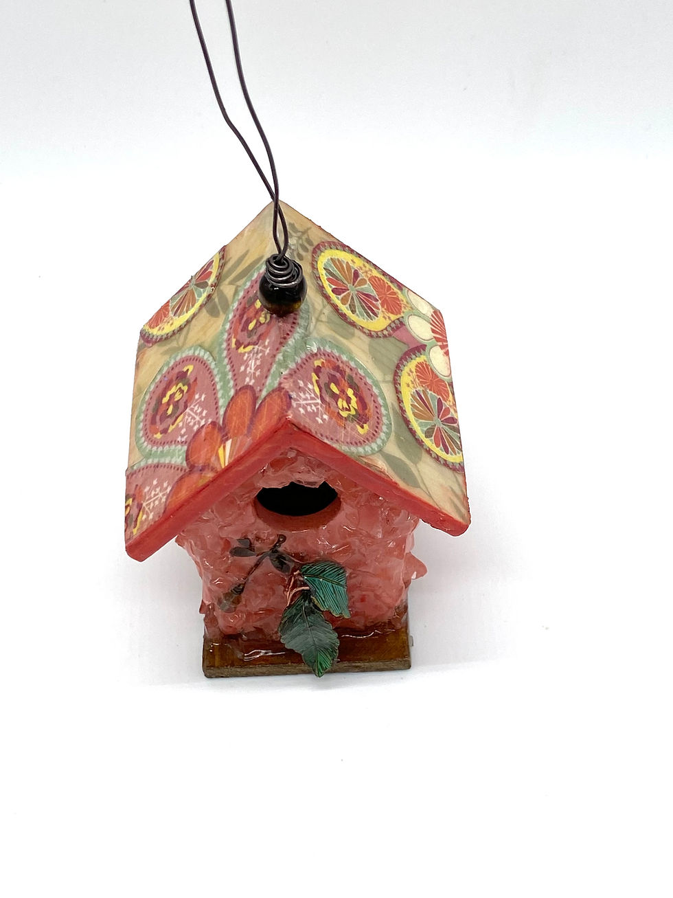 Thumbnail: Pink Quartz Dragonfly Birdhouse Ornament