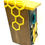 Thumbnail: Side view of a bee themed bluebird box with a yellow, black, and teal color pallet and honeycombs.