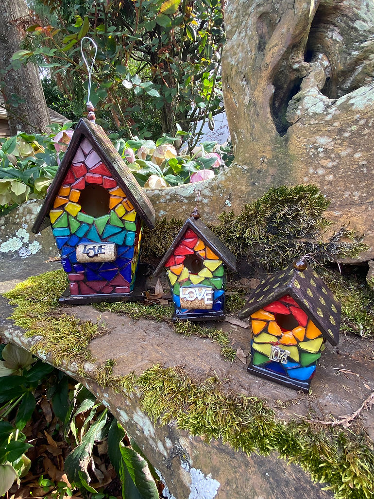 rainbow birdhouses