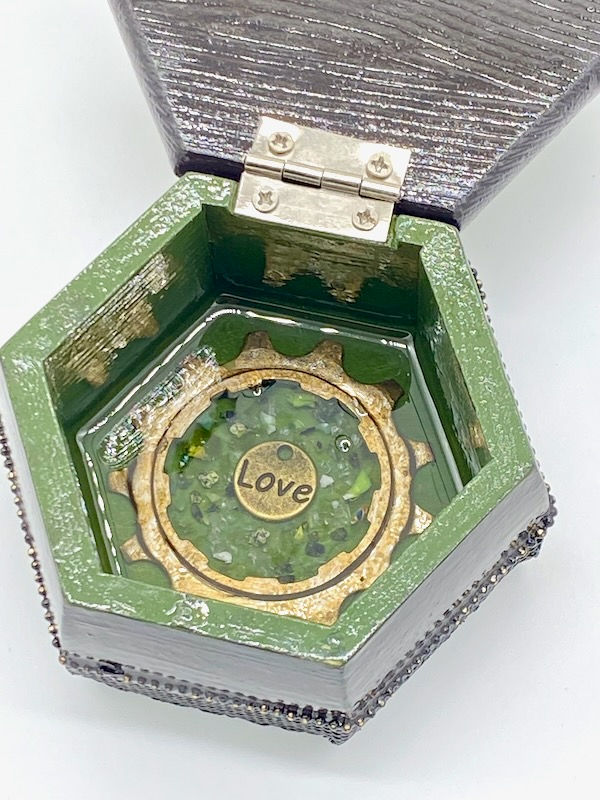 Thumbnail: Handcrafted Woodland Elk Hexagon Box